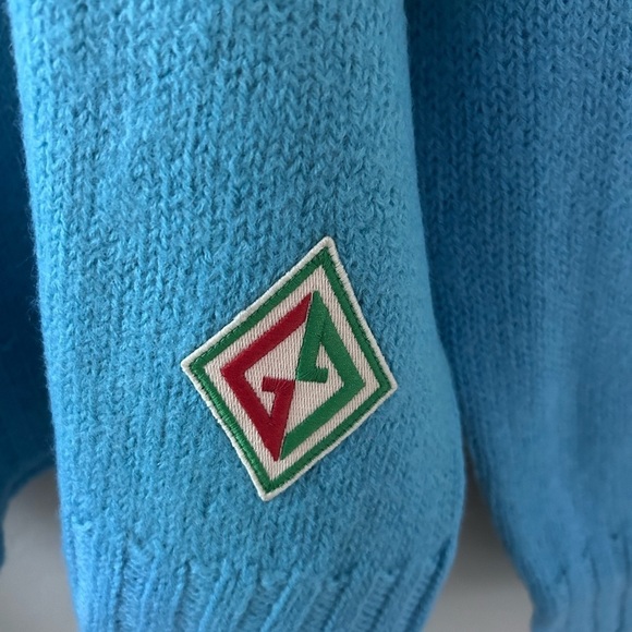 Gucci Blue Logo-Appliquéd Brushed Wool Sweater Sz. XXL​​​​ - Picture 6 of 6